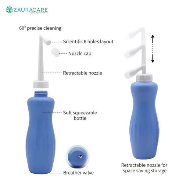 Portable Travel Bidet Bottle with Retractable Nozzle – Soft Squeeze, 60° Spray Angle - Image 3